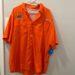 NWT Florida Gators Columbia PFG Omni-Shade Short Sleeve Fishing Shirt - Large